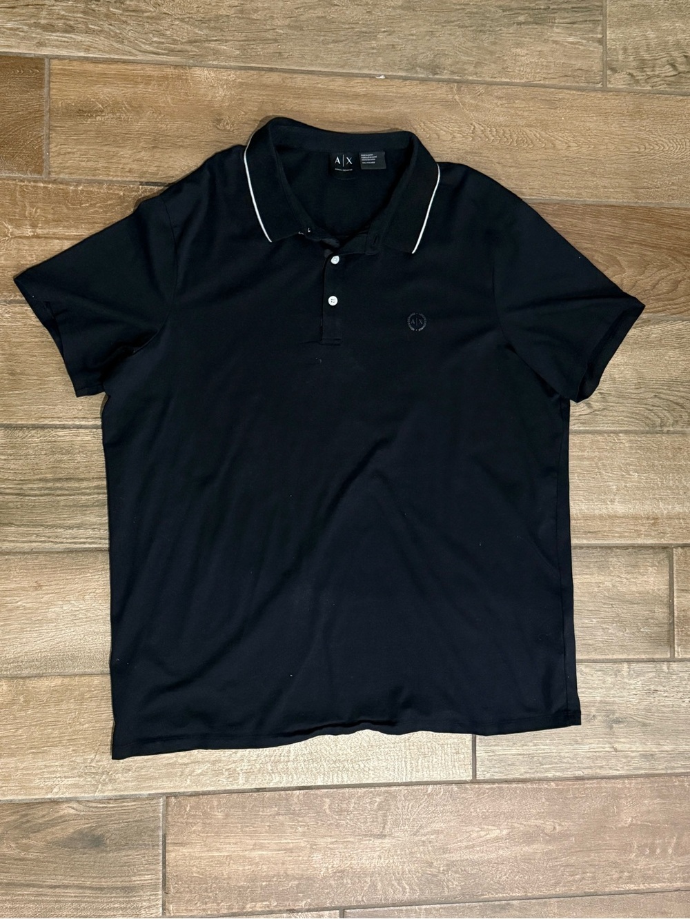Armani Exchange Black Polo with White Piping